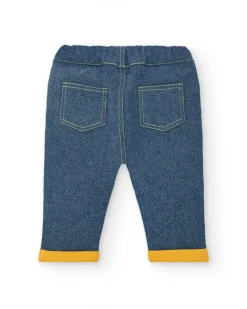 Ensemble t-shirt et pantalon garçon jaune et bleu imprimé chatons, collection Lovely Kittens