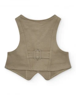 Gilet beige pour garçon avec boutons et poches décoratives