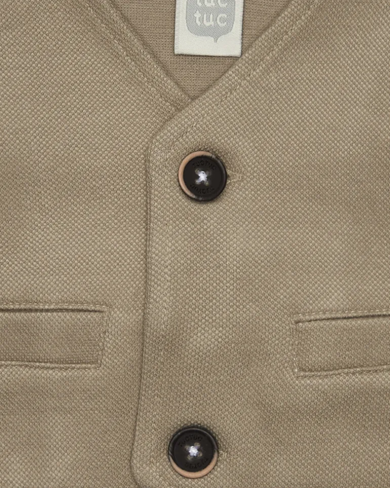 Gilet beige pour garçon avec boutons et poches décoratives