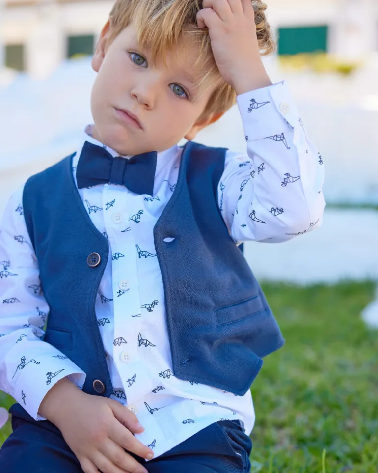 Gilet bleu marine pour garçon avec boutons et poches décoratives