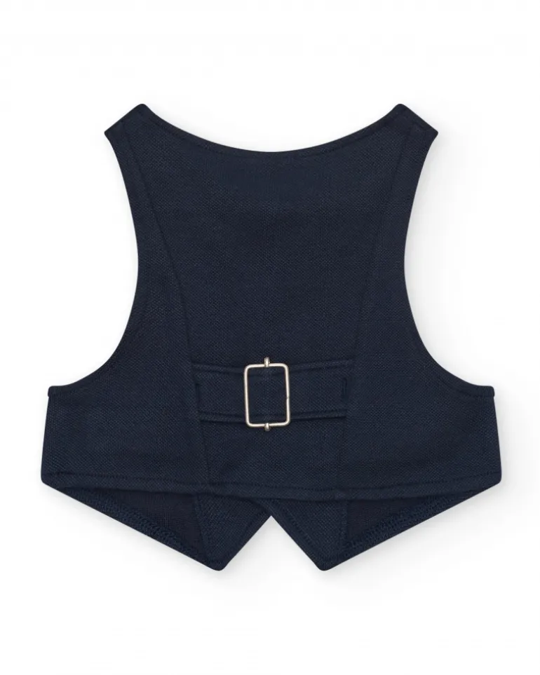 Gilet bleu marine pour garçon avec boutons et poches décoratives