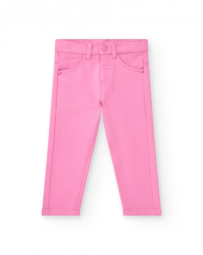 Jegging rose pour fille avec poches décoratives