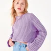 Jersey para niña en lila de manga larga y cuello redondo