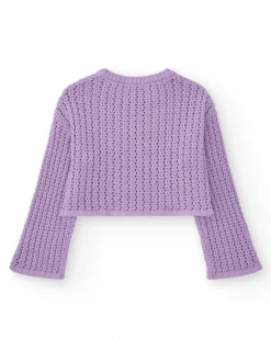 Jersey para niña en lila de manga larga y cuello redondo