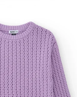 Jersey para niña en lila de manga larga y cuello redondo