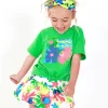 Jupe blanche pour fille avec imprimé tropical multicolore