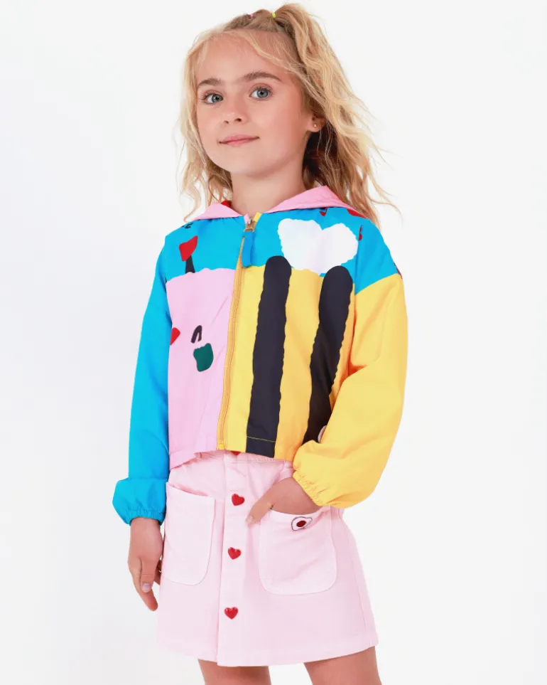 Jupe en tissu pour fille en rose avec des boutons décoratifs en forme de cœur Happy Garden