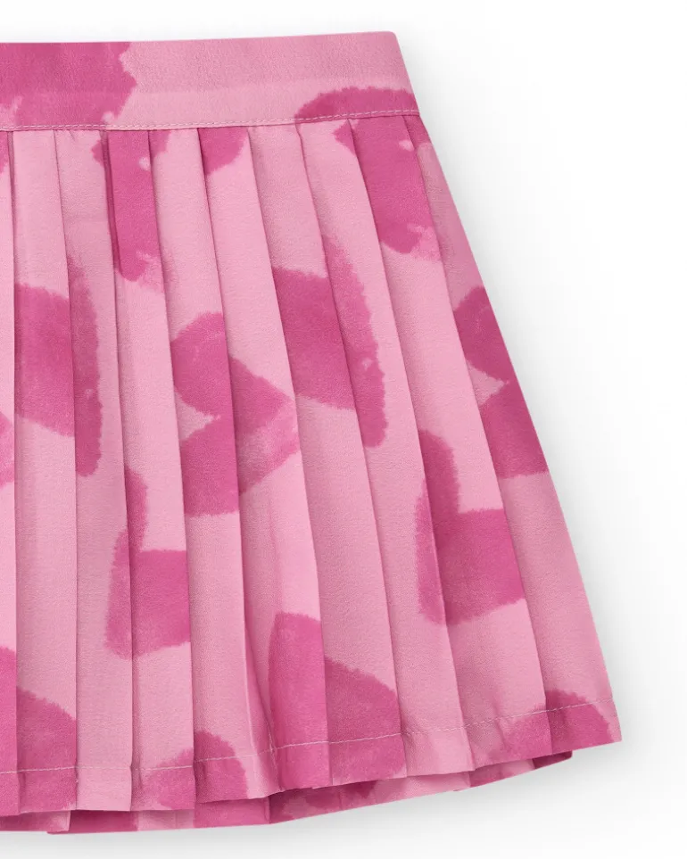 Jupe plissée rose pour fille avec imprimé abstrait