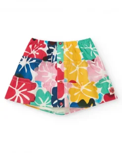 Jupe pour fille avec imprimé floral multicolore et boutons