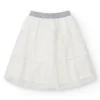 Jupe pour fille en blanc avec sequins et taille élastique.