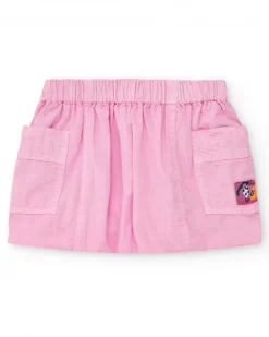 Jupe rose pour fille avec poches et taille élastique
