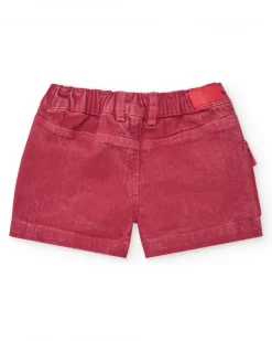 Jupe-short rouge pour fille avec taille ajustable et poche
