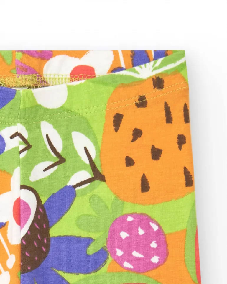 Legging court lilas pour fille avec imprimé tropical