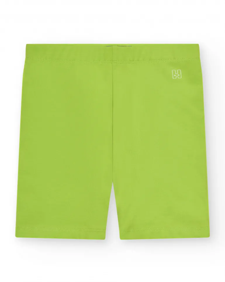 Legging court pour fille en vert citron avec taille élastique.