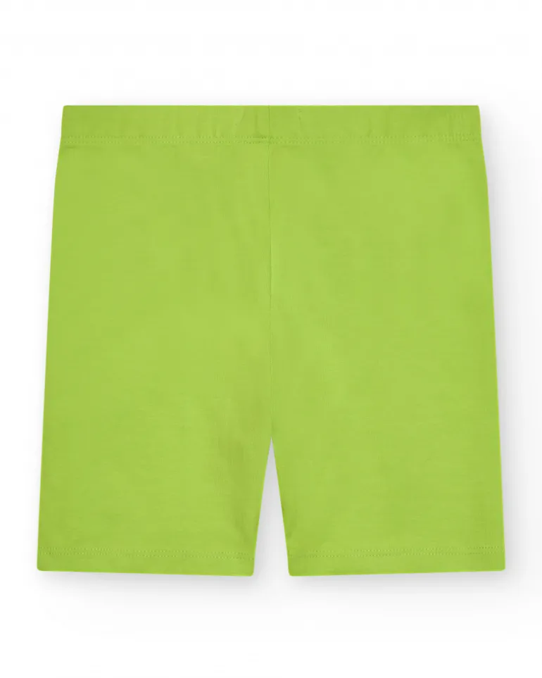Legging court pour fille en vert citron avec taille élastique.