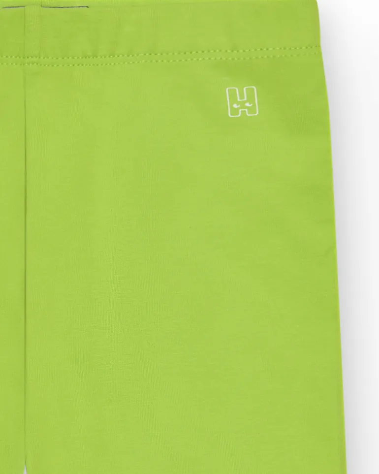 Legging court pour fille en vert citron avec taille élastique.