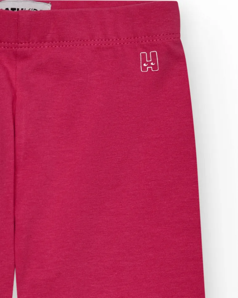 Legging court pour fille en rose fuchsia avec taille élastique.