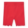 Legging court rouge pour fille avec bordure ondulée