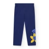 Leggings bleus pour fille avec détail floral et taille élastique