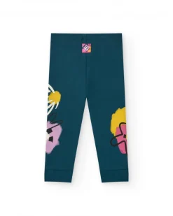 Leggings verts pour fille avec imprimé et taille élastique