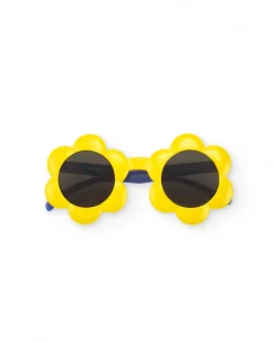 Lunettes de soleil jaunes pour fille en forme de fleur
