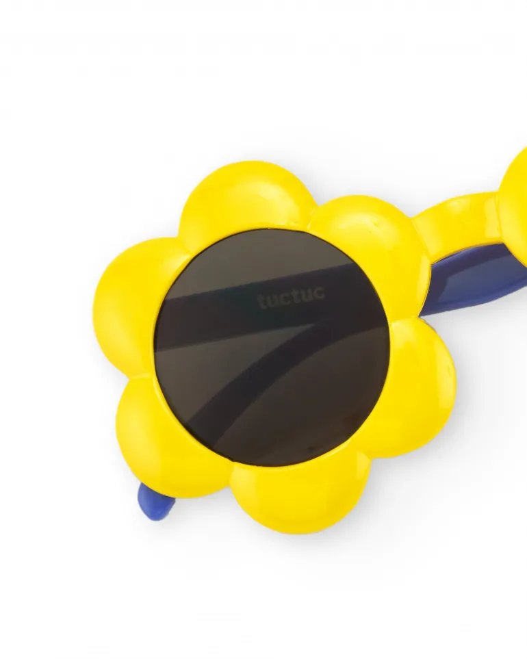 Lunettes de soleil jaunes pour fille en forme de fleur