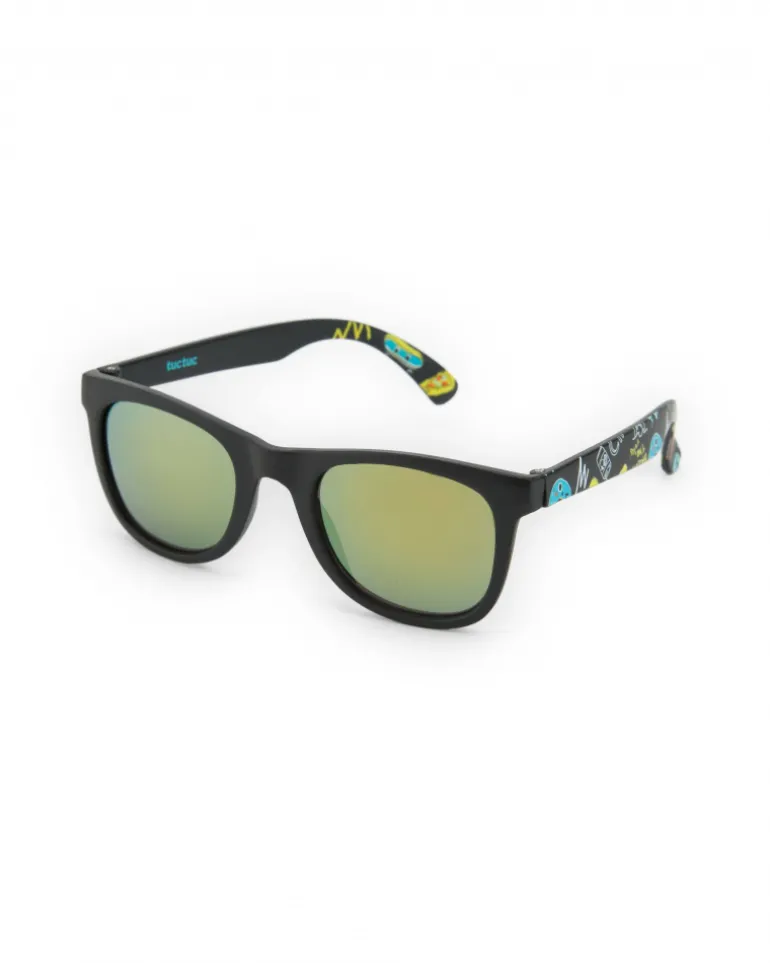 Lunettes de soleil noires pour garçon avec branches multicolores