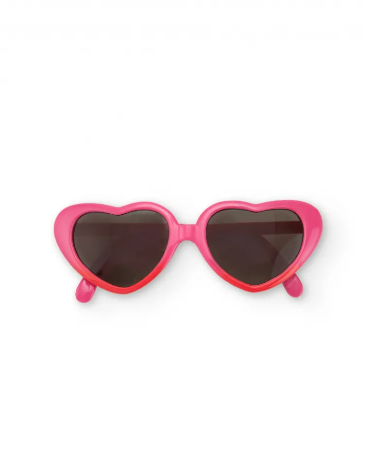 Lunettes de soleil pour fille couleur rose avec motif de cœur