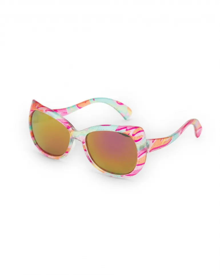 Lunettes de soleil roses pour fille avec imprimé multicolore