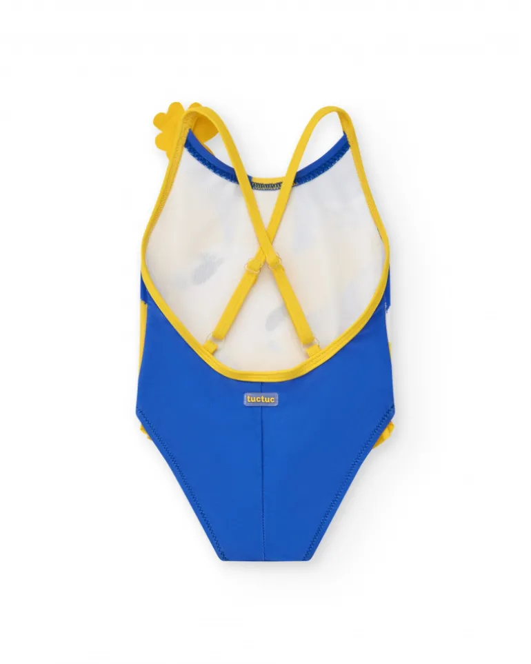 Maillot de bain jaune pour fille avec fleurs et détails 3D