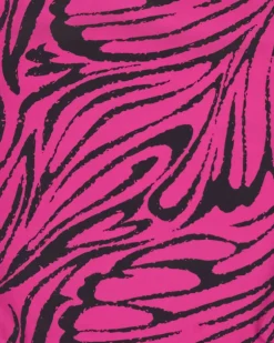 Maillot de bain pour fille en rose avec imprimé animal et design asymétrique.