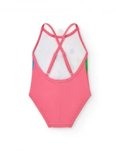 Maillot de bain rose pour fille avec fleurs et bretelles croisées