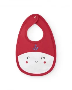 Pack de deux bavoirs marins pour garçon, un blanc avec méduses et un rouge avec un visage