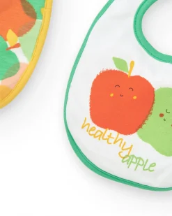 Pack de deux bavoirs unisexes avec imprimé de fruits et fermeture à pression