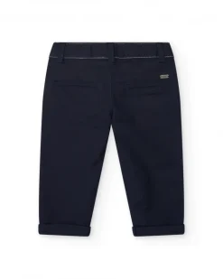 Pantalon bleu marine en toile pour garçon avec poches et taille ajustable