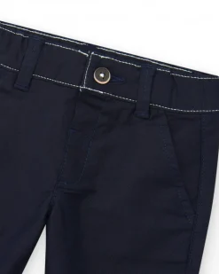 Pantalon bleu marine en toile pour garçon avec poches et taille ajustable