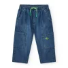 Pantalon cargo en denim bleu pour garçon avec détails verts