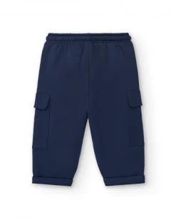 Pantalon de jogging garçon bleu marine avec poches cargo collection Big Brains