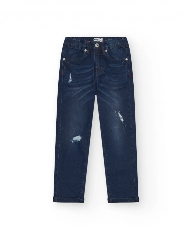 Pantalon en jean bleu foncé pour garçon avec effet usé.