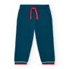 Pantalon en polaire bleu marine pour garçon avec poignets rayés