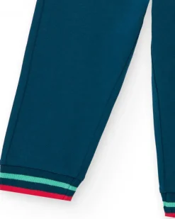 Pantalon en polaire bleu marine pour garçon avec poignets rayés