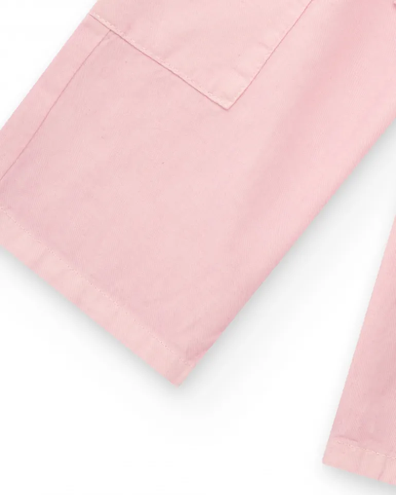 Pantalon en tissu pour fille en rose avec des poches cargo Happy Garden