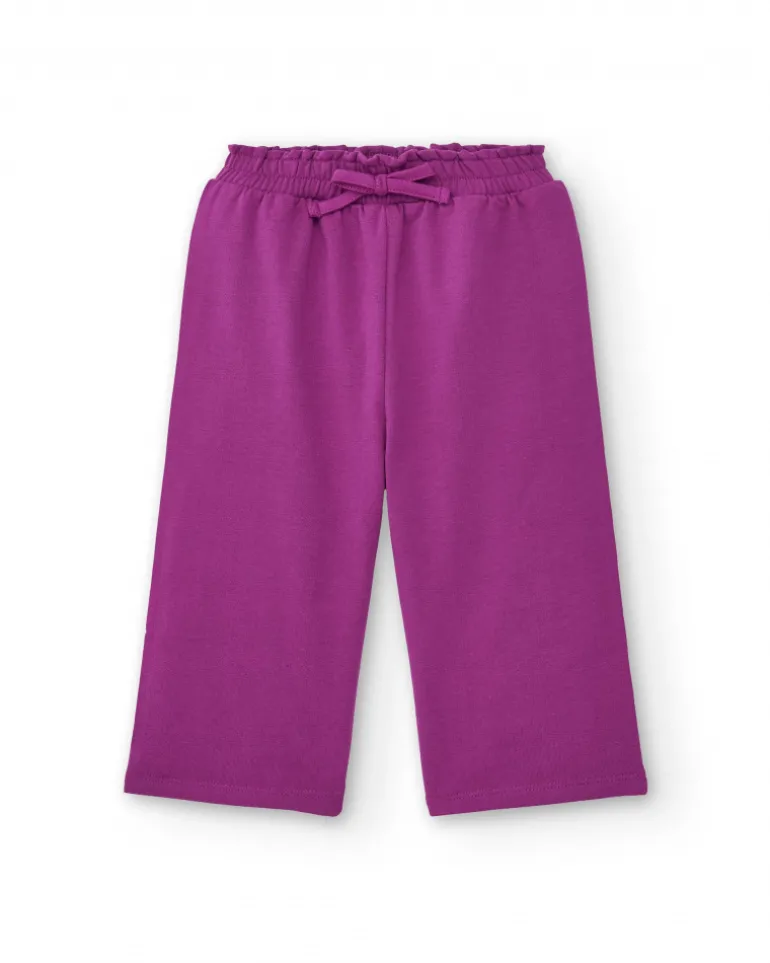 Pantalon fille de couleur fuchsia avec nœud décoratif collection Cyber Dino