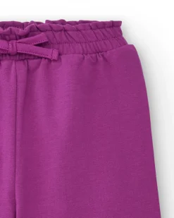 Pantalon fille de couleur fuchsia avec nœud décoratif collection Cyber Dino
