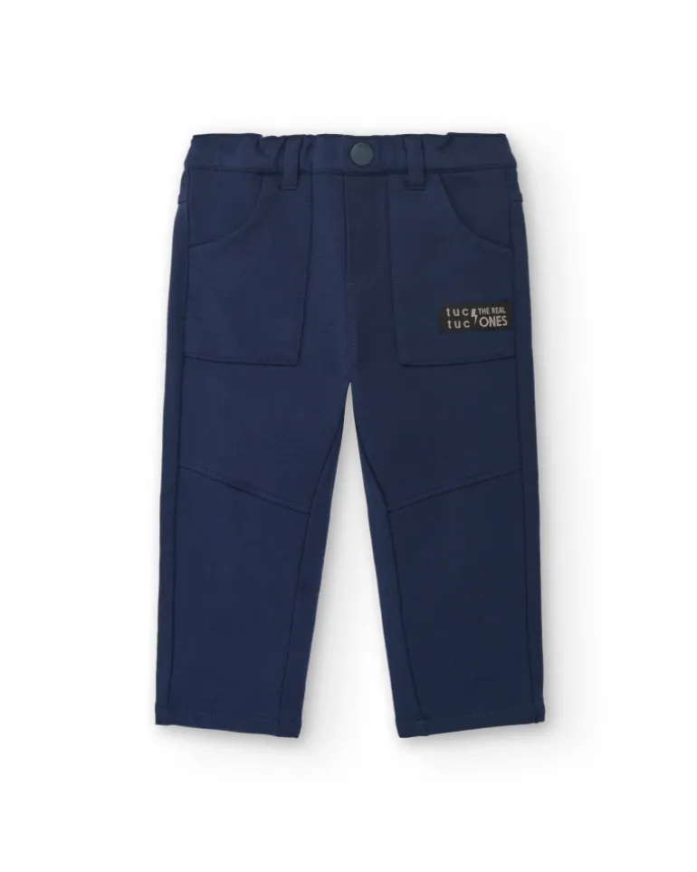 Pantalon garçon bleu marine à poches cargo collection Big Brains