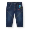 Pantalon garçon en jean détails brodés collection Big Brains