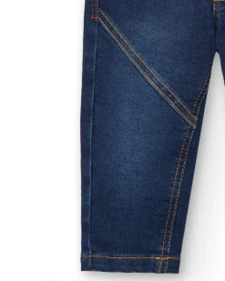 Pantalon garçon en jean détails brodés collection Big Brains