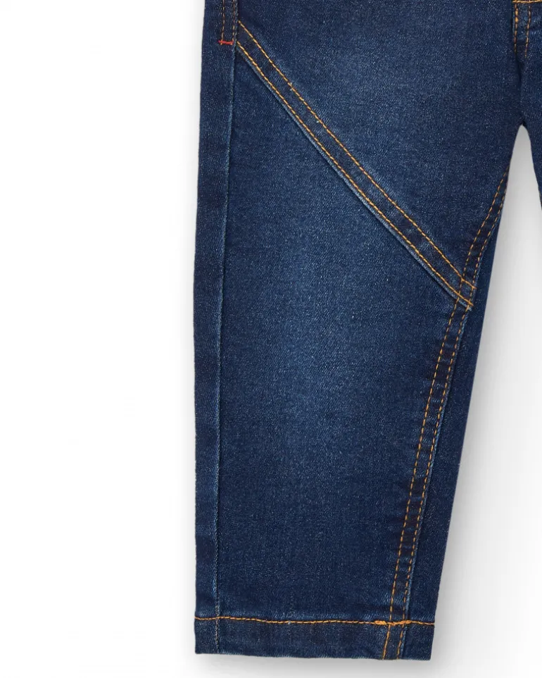 Pantalon garçon en jean détails brodés collection Big Brains