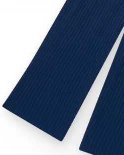 Pantalon pour fille en bleu avec taille élastique et cordon de serrage.