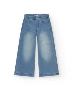 Pantalon pour fille en denim avec fermeture éclair et poches.
